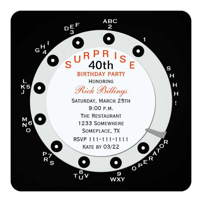 Surprise 40th Birthday Party Invitation Rotary Zazzle Com