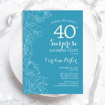 Surprise 40th Birthday Party - Light Blue Floral Invitation<br><div class="desc">Light Blue Floral Surprise 40th birthday party invitation. Minimalist modern design featuring botanical accents and typography script font. Simple feminine invite card perfect for a stylish female surprise bday celebration. Can be customized to any age.</div>