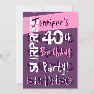 SURPRISE 40th Birthday Party Purple Pink Template