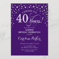 Surprise 40th Birthday Party - Purple Silver