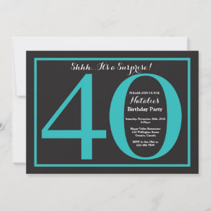 Surprise 40th Birthday Red and Black Chalkboard Invitation