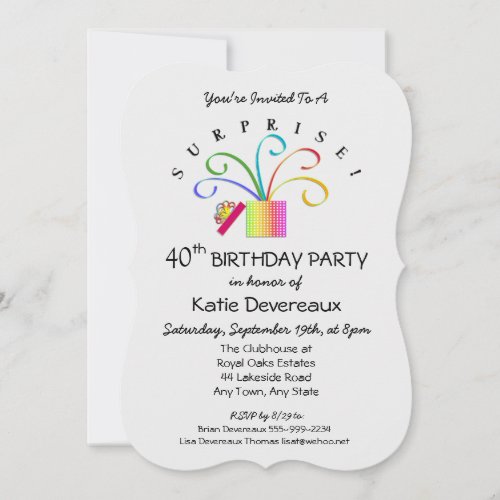 SURPRISE 40th or Any Age Birthday Party Invitation