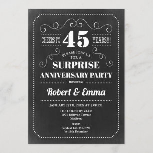 Surprise 45th Anniversary Party - Chalkboard Invitation