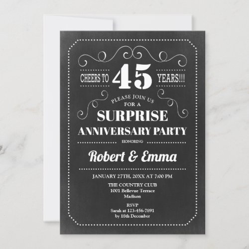 Surprise 45th Anniversary Party _ Chalkboard Invitation