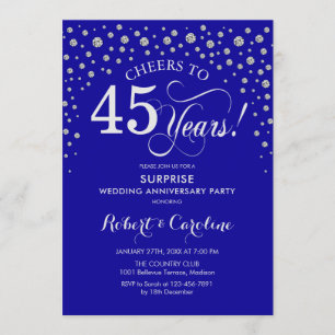 Surprise 45th Anniversary Party - Sapphire Blue Invitation