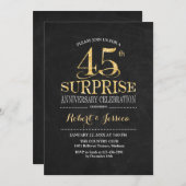 Surprise 45th Wedding Anniversary Chalkboard Gold Invitation (Front/Back)