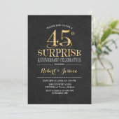 Surprise 45th Wedding Anniversary Chalkboard Gold Invitation (Standing Front)