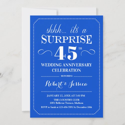 Surprise 45th Wedding Anniversary _ Sapphire Blue Invitation