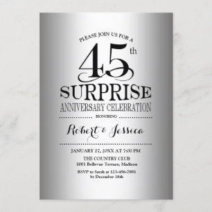 Surprise 45th Wedding Anniversary - Silver Invitation