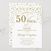 Surprise 50th Anniversary Celebration - Gold White Invitation (Front/Back)