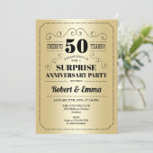 Surprise 50th Anniversary Party - Gold Black Invitation (Standing Front)