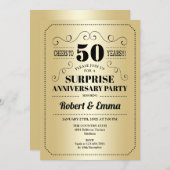 Surprise 50th Anniversary Party - Gold Black Invitation (Front/Back)