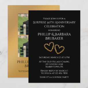 Surprise 50th Anniversary Party Now and Then Photo Invitation