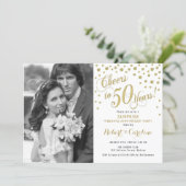 Surprise 50th Anniversary with Photo - Gold White Invitation (Standing Front)