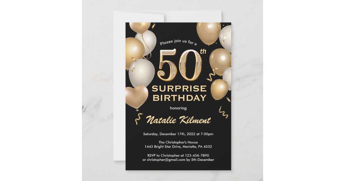 Black & Gold 50th Birthday Surprise Party