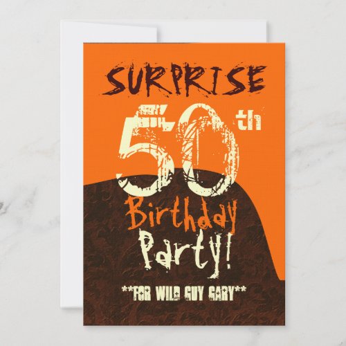 SURPRISE 50th Birthday Brown Ivory Orange C732 Invitation