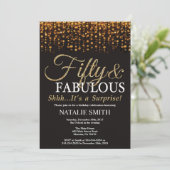 Surprise 50th Birthday Fifty and Fabulous Gold Invitation (Standing Front)