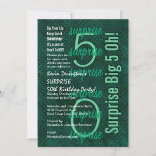 SURPRISE 50th Birthday Forest Green F215 Invitation