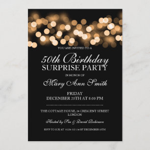 Surprise 50th Birthday Gold Hollywood Glam Invitation