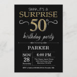 Surprise 50th Birthday Invitation Black and Gold<br><div class="desc">Surprise 50th Birthday Invitation with Black and Gold Glitter Background. Chalkboard. Adult Birthday. Men or Women Bday Invite. Any age. For further customization,  please click the "Customize it" button and use our design tool to modify this template.</div>