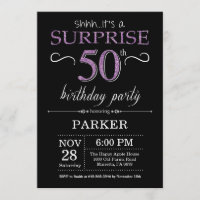 Surprise 50th Birthday Invitation Black and Purple