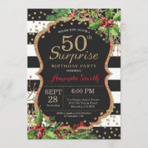 Surprise 50th Birthday Invitation Christmas Gold