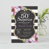 Surprise 50th Birthday Invitation Floral Gold (Standing Front)