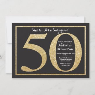 Surprise 50th Birthday Invitation Gold Glitter