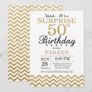Surprise 50th Birthday Invitation Gold Glitter
