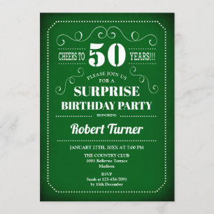 Surprise 50th Birthday Invitation - Green White