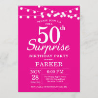 Surprise 50th Birthday Invitation Hot Pink
