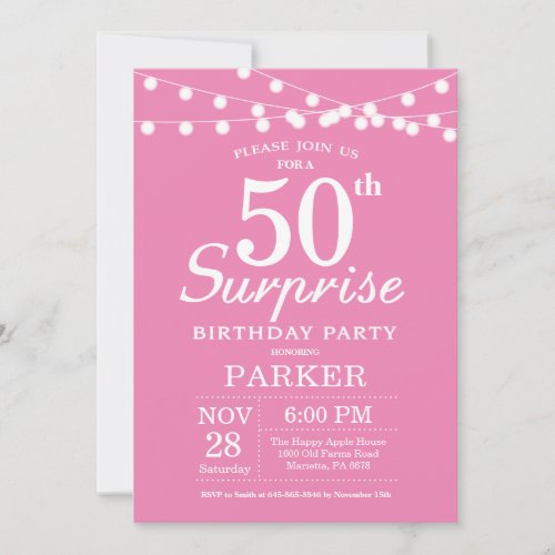 Surprise 50th Birthday Invitation Pink
