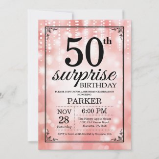 Surprise 50th Birthday Invitation Pink Glitter