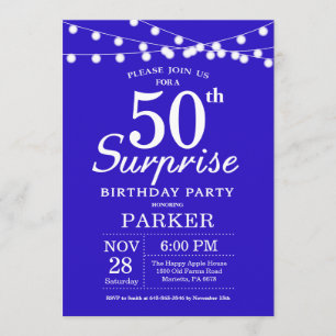 Surprise 50th Birthday Invitation royal blue