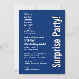SURPRISE 50th Birthday Modern Royal Blue Ver 005 Invitation