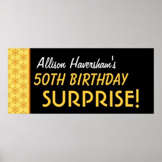 Surprise 50th Birthday or Any Year Gold Pattern Poster