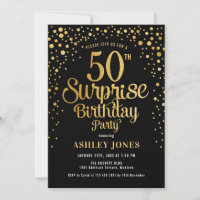 Surprise 50th Birthday Party - Black & Gold
