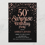 Surprise 50th Birthday Party - Black & Rose Gold Invitation<br><div class="desc">Surprise 50th Birthday Party Invitation.
Elegant design in black and faux glitter rose gold. Features stylish script font and confetti. Message me if you need custom age.</div>