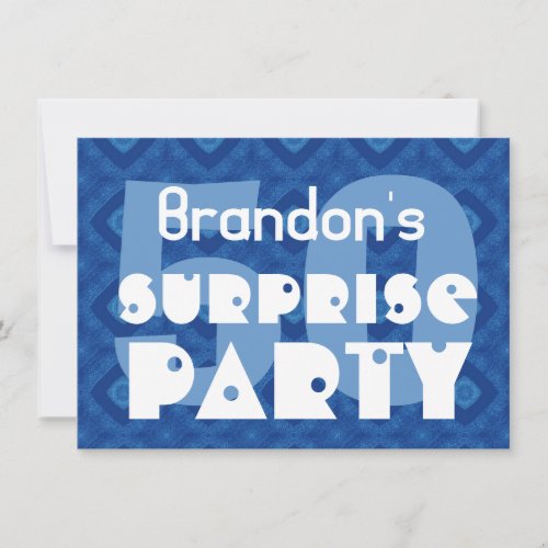 SURPRISE 50th Birthday Party Blue Diamond  G4 Custom Announcement