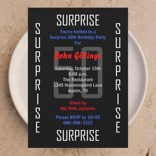 Surprise 50th Birthday Party Invitation - 50