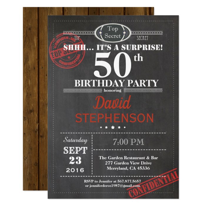 Surprise 50th birthday party invitation for men | Zazzle.com