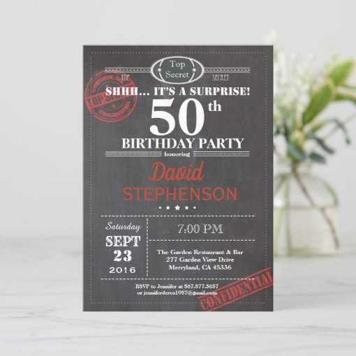 Surprise 50th birthday party invitation for men | Zazzle