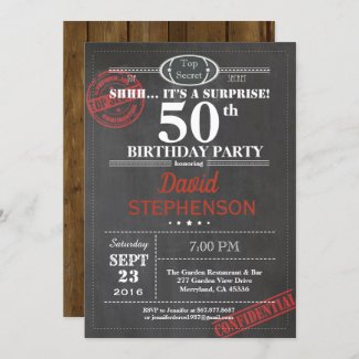 Surprise 50th birthday party invitation for men