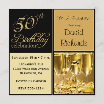Surprise 50th Birthday Party Invitations by NightSweatsDiva at Zazzle