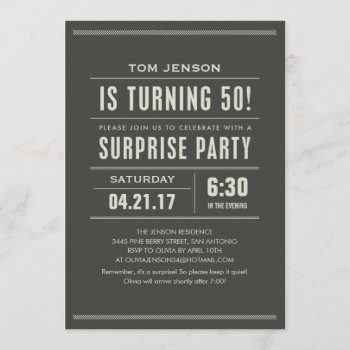 Surprise 50th Birthday Party Invitations by UniqueInvites at Zazzle