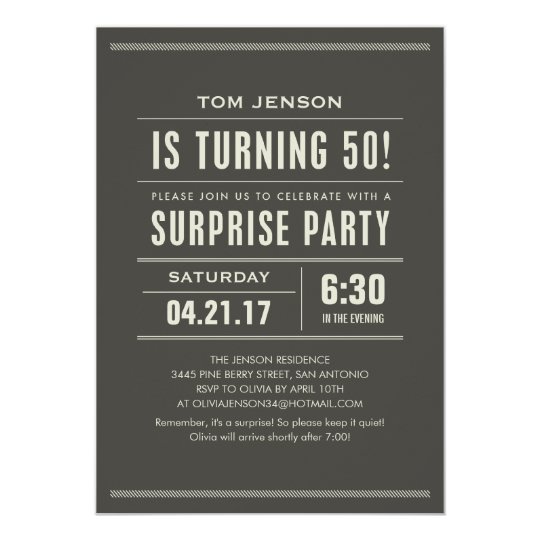 Surprise 50th Birthday Party Invitations | Zazzle.com