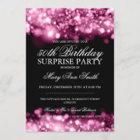 Surprise 50th Birthday Party Pink Sparkling Lights