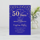 Surprise 50th Birthday Party - Royal Blue Gold Invitation | Zazzle