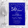 Surprise 50th Birthday Party - Royal Blue Silver Invitation