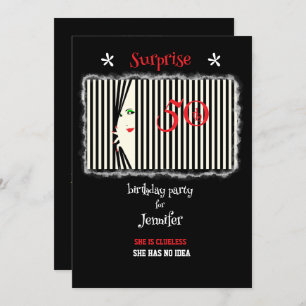 Surprise 50th Birthday Party Stripes Window Invitation